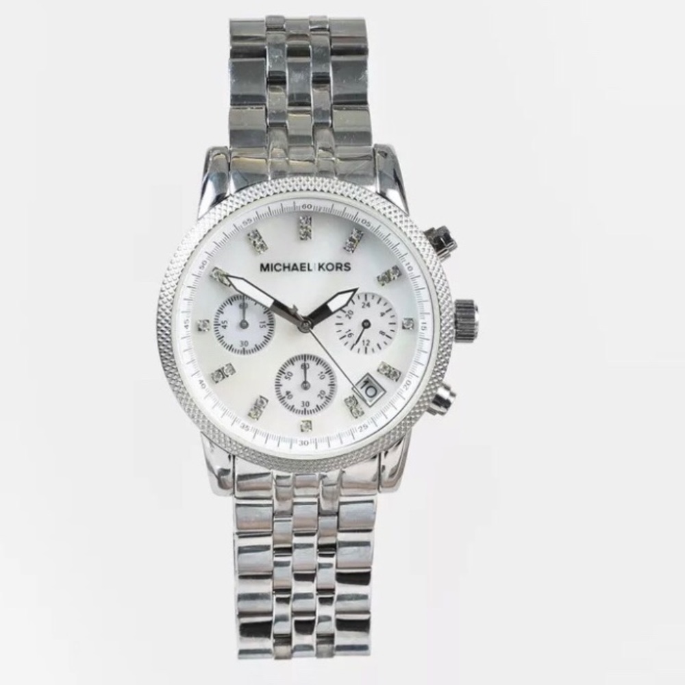 MICHAEL KORS SILVER MOTHER OF PEARL WATCH 5020